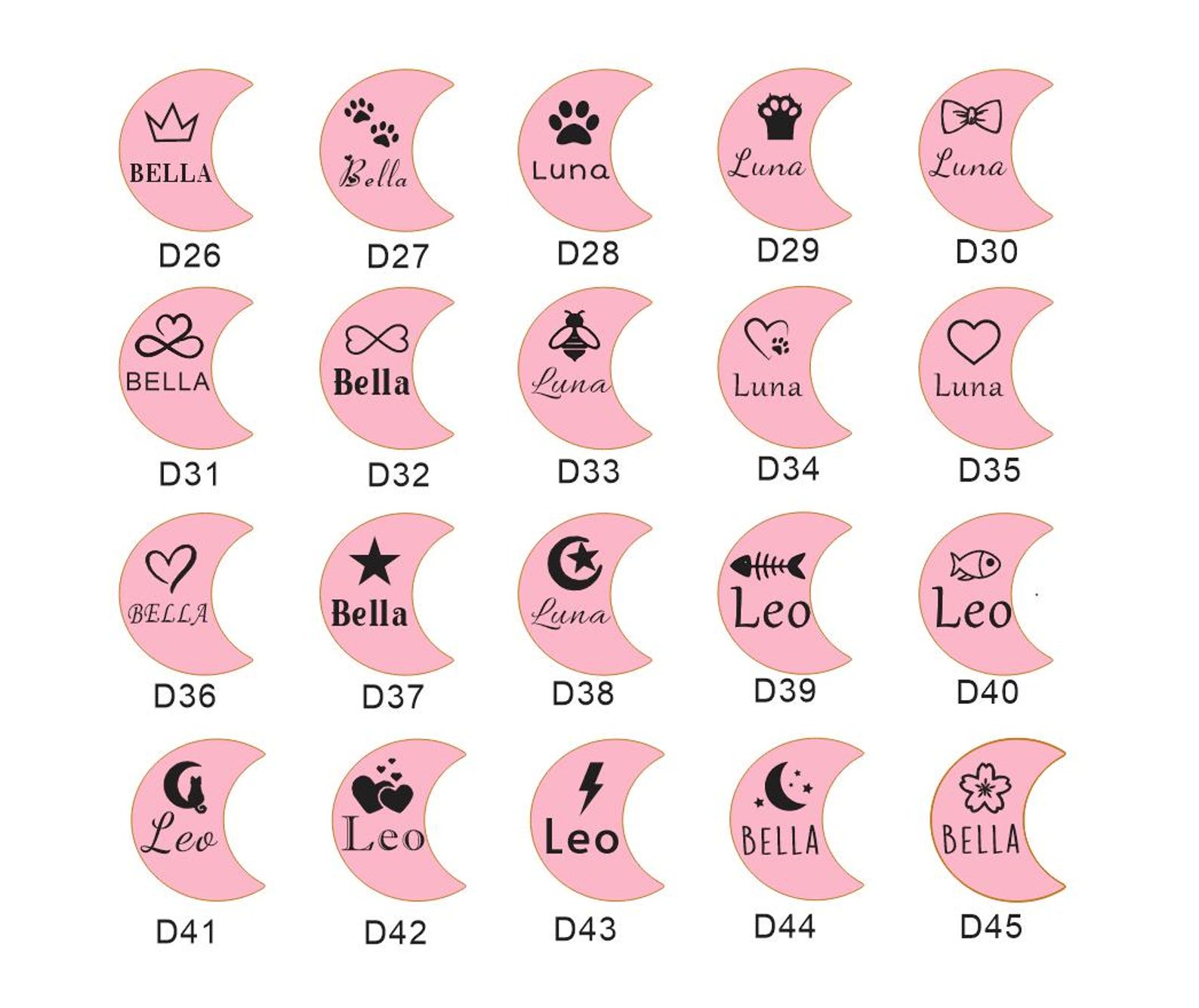 Moon Name Labels Personalized Moon Pet Tag: Custom Dog Cat ID Tag,cat ID Tag - Cat ...
