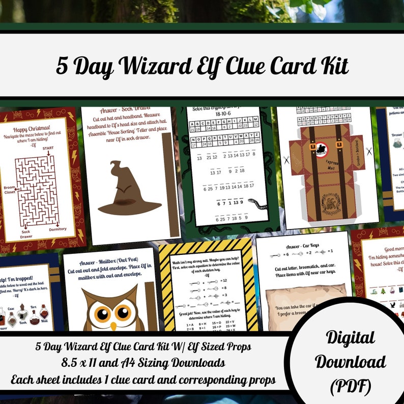 Wizard Elf Puzzles and Props - 5 Day Sample Elf Kit - Printable ...