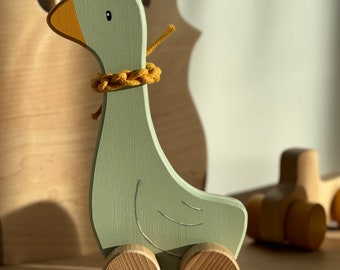 Wooden Goose Push Toy for Toddlers, Wooden animal toys, Montessori toy, Wooden goose decor, Wooden toys toddlers