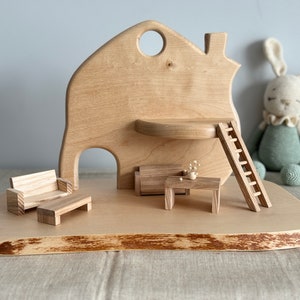 Miniature doll house kit, Wooden dollhouse, Wooden doll house furniture