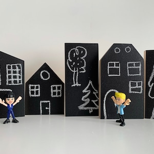 Chalk buildings, Natural educational toy, Baby wood blocks, Wooden building blocks, Montessori wooden toys, Toy chalkboard
