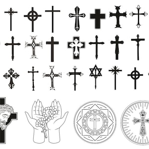 Pacchetto SVG Christian Cross, simbolo religioso vettoriale e file di taglio ClipArt di fede, download istantaneo per Cricut e Silhouette DIY Crafting