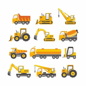 Bouw-SVG-bundel | Truck clipart, graafmachine, dump truck SVG-bestanden | Bouwplaatsontwerpen | Svg, png, pdf, eps direct downloaden