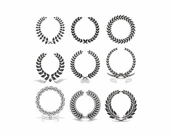 Laurel Wreath SVG Bundle: Floral Circle Clipart (Digital Download)