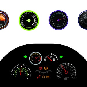 車のスピードメーター PNG バンドル | レーシング グラフィックス | 車両ゲージ カット ファイル | Cricut および Silhouette 互換 | 即時ダウンロード PNG