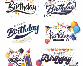 Paquete SVG de cumpleaños con letras: Clipart de fiesta (descarga digital)