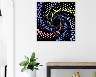 Abstract Circular Art Print: Wavy Twist Design, 28x28&quot; Framed Poster