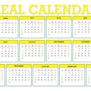 Real Calendar, Unique 28-Day Format, 364 Days Calendar, 13 Months Calendar, Printable SVG, PDF, PNG, Instant Download, April-March Calendar