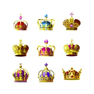 Crown SVG Bundle: Royal Clipart, Queen & King Designs (Digital Download)