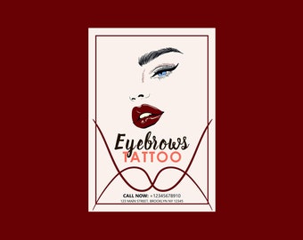 Eyebrow Tattoo Poster SVG | Beauty Salon Template | Editable Vector Graphics | Instant Digital Download