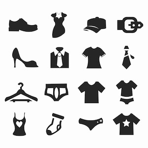 Kleidung Symbole SVG-Bundle: Mode Bekleidung Vektor Schnitt Dateien (Digitaler Download)