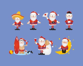 Santa Claus SVG Bundle: Christmas Vector Clipart (Commercial Use, Instant Download)