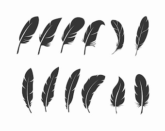 Feathers Clipart: Bird Feather SVG, DXF, PDF (Digital Download)