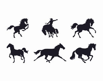 Running Horse Silhouette Vector Designs: SVG, DXF, PNG Files (Digital Download)