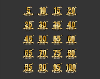 Golden Anniversary Numbers SVG Bundle: Wedding Celebration Templates (Digital Download)
