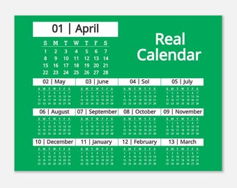 13-Month Wall Calendar Poster: April-March, 24x32 Fine Art Print
