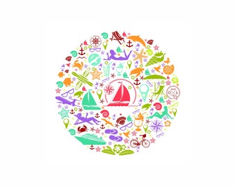 Beach SVG Bundle: Summer Vacation Clipart for Cricut & Silhouette (Digital Download)