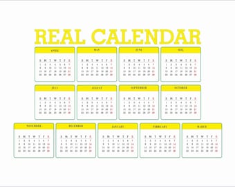 13-Month Printable Calendar: 28-Day Calendar, April-March (SVG/PDF/PNG)