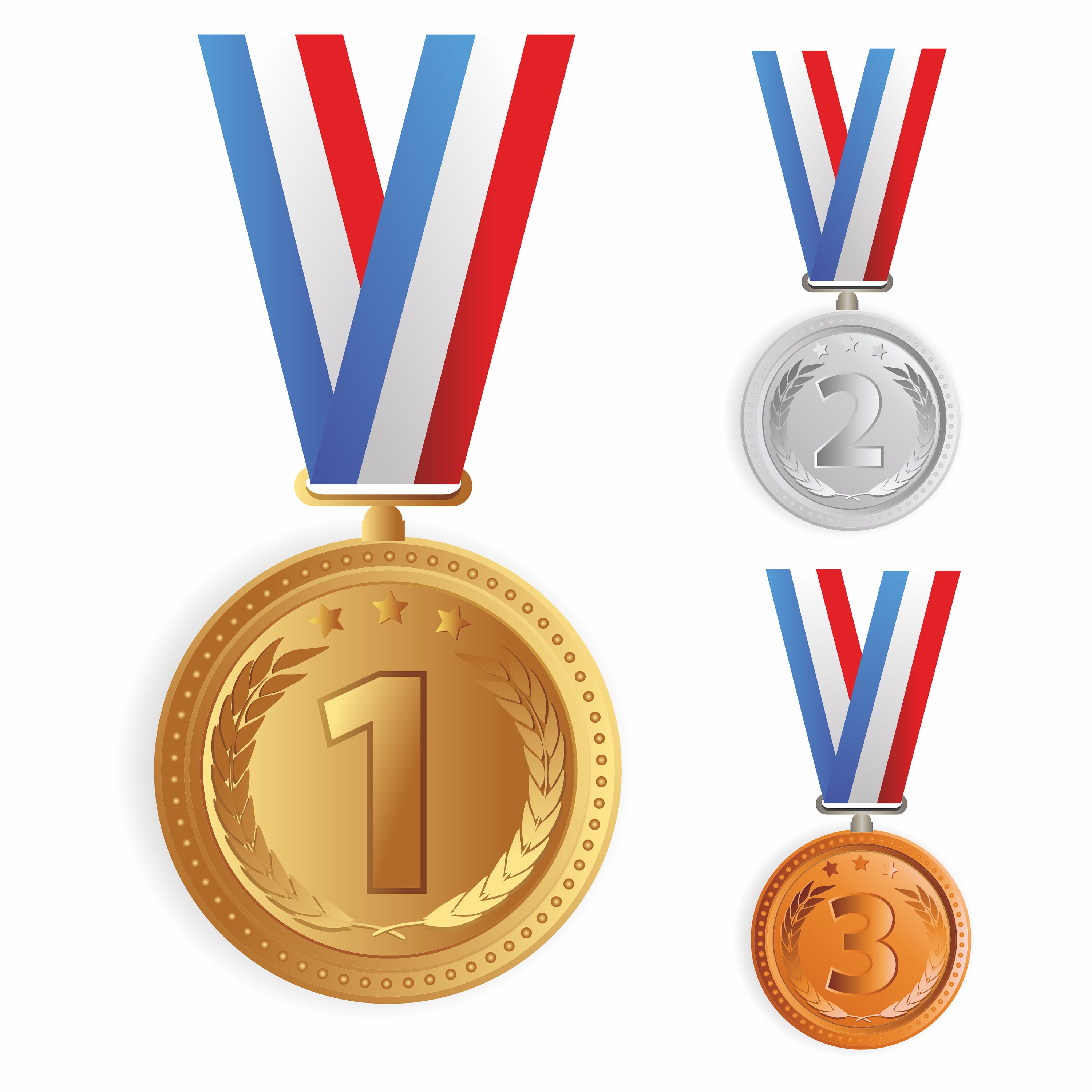 Gold Silver Bronze Medals Digital Cut Files Olympic Medal Vector 