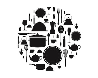 Küche SVG Sammlung | Kochen Utensilien Vektorgrafik | Kulinarische Schnittdateien | Cricut Silhouette | Sofort Download