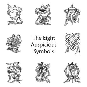 Buddhist Eight Auspicious Symbols | Pdf, Cdr, Png, Svg Vector Art | Printable Sign | Cut File for Cricut & Silhouette | Digital Download