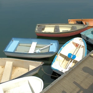 Colorful Rowboats on Water downloadable photo