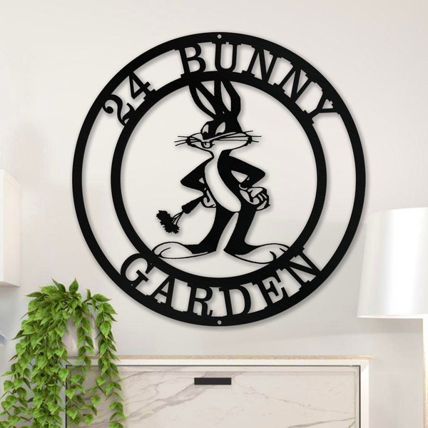 Eywa Personalized Rabbit Garden Sign - Metal Yard Art - Decorative For Garden - Bunny Yard Sign - Housewarming Gift Patio, Lawn & Garden