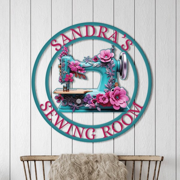 Custom Personalized Sewing Metal Sign - Gift For Sewing Lovers/Mother's Day - Sewing Room Imagine, Create, Inspire Made With Love Open 24 Hours main image 1