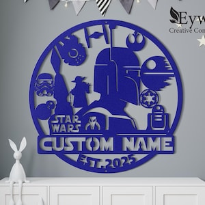Custom Star Wars Name Sign - Darth Vader Mandalorian Theme Sign - Nursery Star Wars Home Decor - Kids Name Wall Sign - Star wars Fan&#39;s Gifts