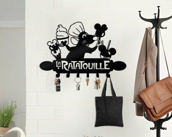 La Ratatouille Metal Kitchen Key Holder, Rustic Wall Decor