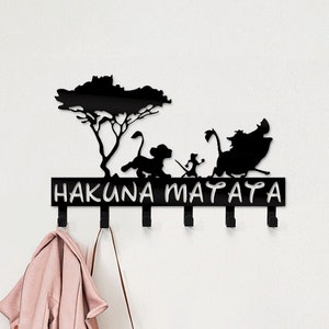 Hakuna Matata Metal Key Holders, Lion King Wall Hangings, Bathroom Door Hangers, Disney Door Decor, Home Key Racks, Kids Room Birthday Gifts