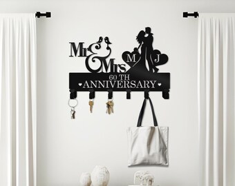 Mr. And Mrs. Couples Metal Key Holder | Custom Anniversary Gift | Bridal Shower Gifts | Wedding Gifts | Engagement Gifts | Family Name Gifts