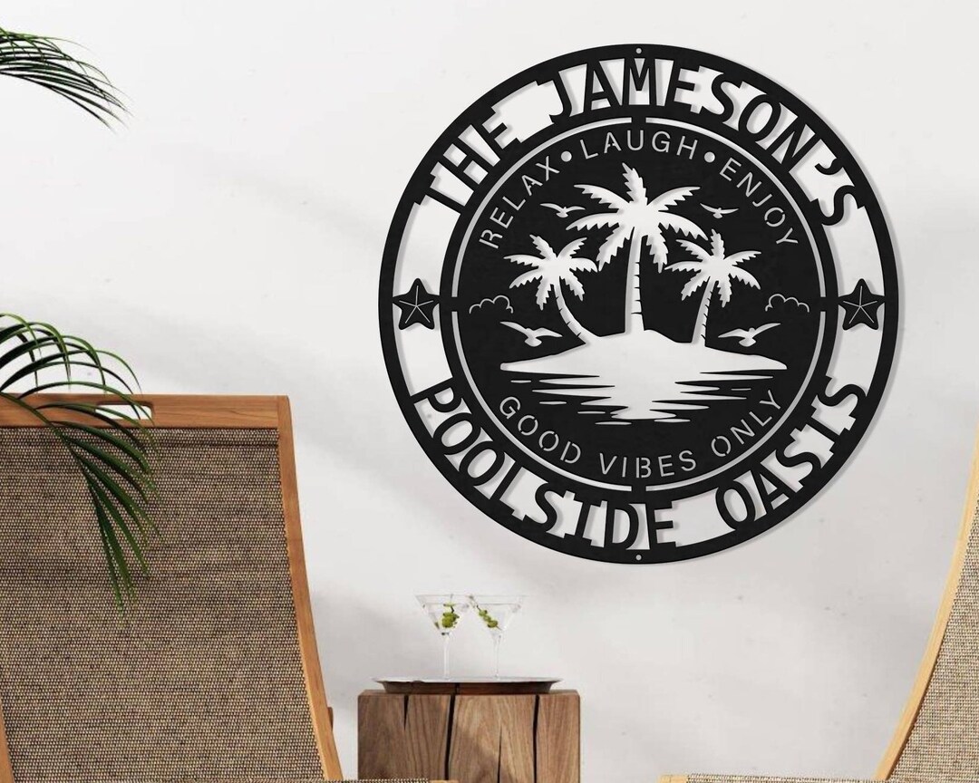 Personalized Outdoor Pool Sign Family Pool Sign Backyard Pool Decor Pool Bar Patio Sign