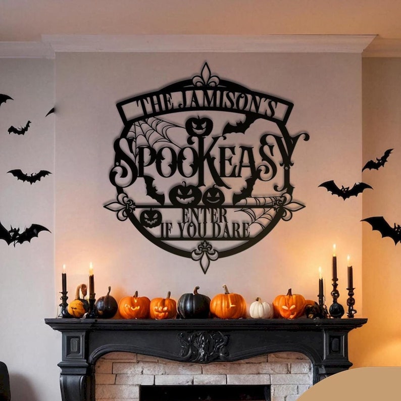 Spook Easy. Sign Custom Halloween Metal Sign, Spookeasy Bar Decor, Personalized Wall Art ...