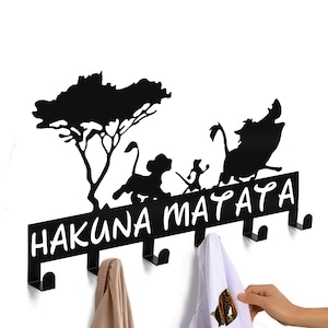 Hakuna Matata Metal Key Holders, Lion King Wall Hangings, Bathroom Door Hangers, Disney Door Decor, Home Key Racks, Kids Room Birthday Gifts
