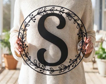 Monogram Metal Sign – Custom Initial Wall Decor, Housewarming Gift