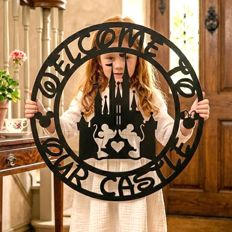 Disney Welcome to Our Castle Sign Personalized Metal Wall Art Mickey ...