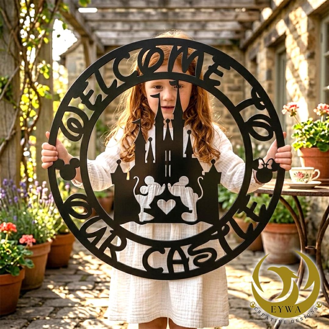 Disney Welcome to Our Castle Sign Personalized Metal Wall Art Mickey ...