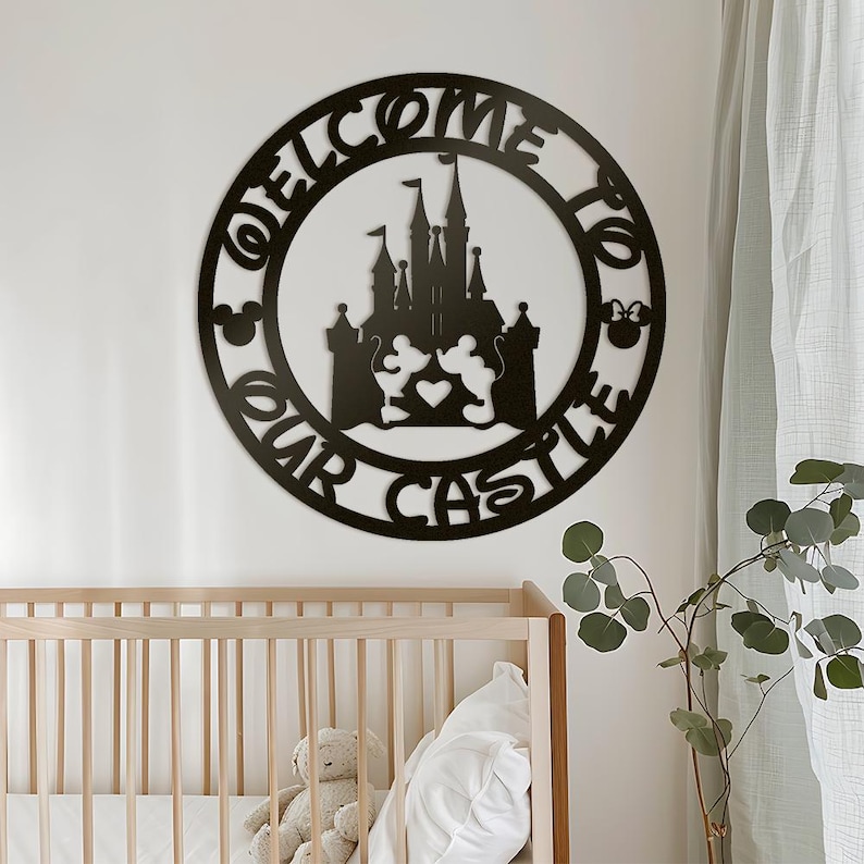 Disney Welcome to Our Castle Sign Personalized Metal Wall Art Mickey ...