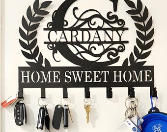 Personalized Metal Key Holder | Initial Monogram, Family Name Hanger
