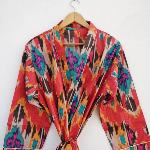 Handwoven Ikat Chapan ,coat ,robe,kaftan ,jacket. Hand-dyed, hand loomed natural cotton organic ikat from