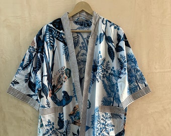 Peignoir kimono en coton, Peignoir de demoiselle d'honneur à carreaux, Vêtements de nuit d'été, Taille unique