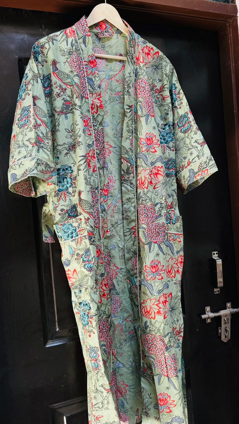 Nouvelle robe kimono à imprimé animal, kimono indien en coton doux, kimono japonais, tenue de plage, robe de nuit, robe de demoiselle d'honneur 02