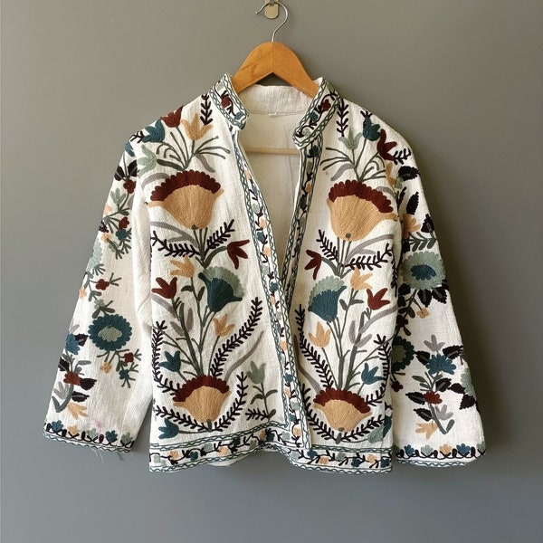 TNT Suzani Jacket ,Womens Winter jacket,Handmade embroidery coat, quilted jacket,Suzani kimono robe