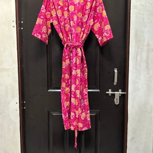 New Animal Print Kimono Robe, Indian Soft Cotton Kimono, Japanese kimono, Beach Cover Up, Nightwear Dress, Bridesmaid Gown 04