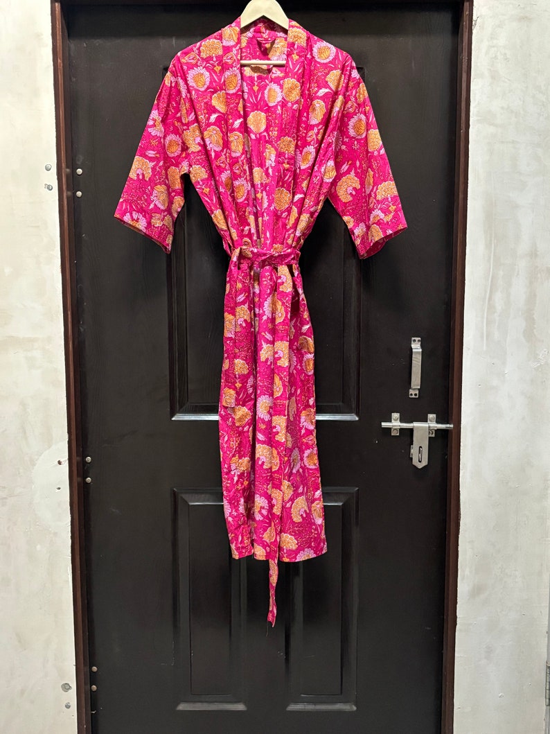 Nouvelle robe kimono à imprimé animal, kimono indien en coton doux, kimono japonais, tenue de plage, robe de nuit, robe de demoiselle d'honneur 04