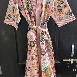 Nouvelle robe kimono à imprimé animal, kimono indien en coton doux, kimono japonais, tenue de plage, robe de nuit, robe de demoiselle d'honneur image 7