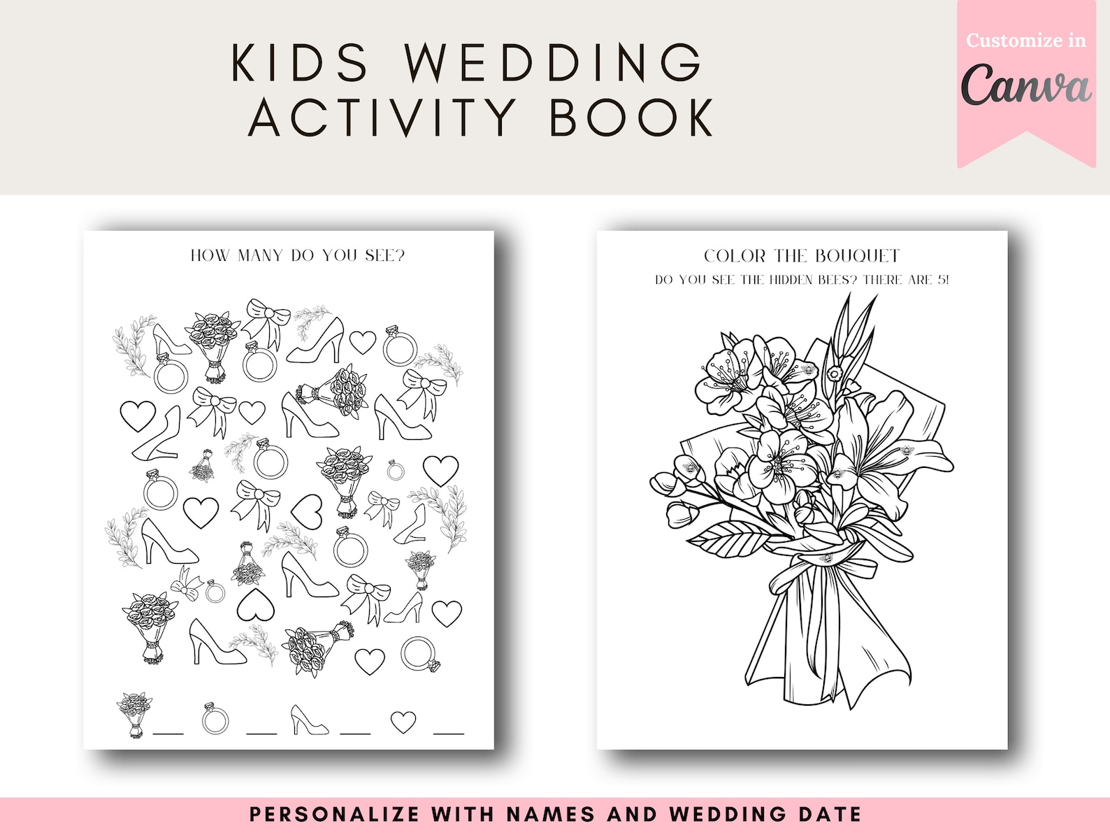 Wedding Activity Book, Wedding Coloring Book, Wedding Activity Book ...