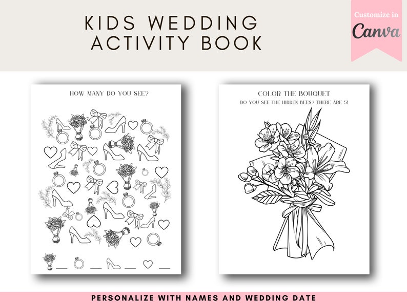 Wedding Activity Book, Wedding Coloring Book, Wedding Activity Book