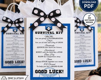 Baseball Survival Kit Gift Tag Printable Baseball Team Gift Bag Tag Team Mom Goodie Bag Favor PDF Instant Download
